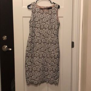 White and nude floral dress